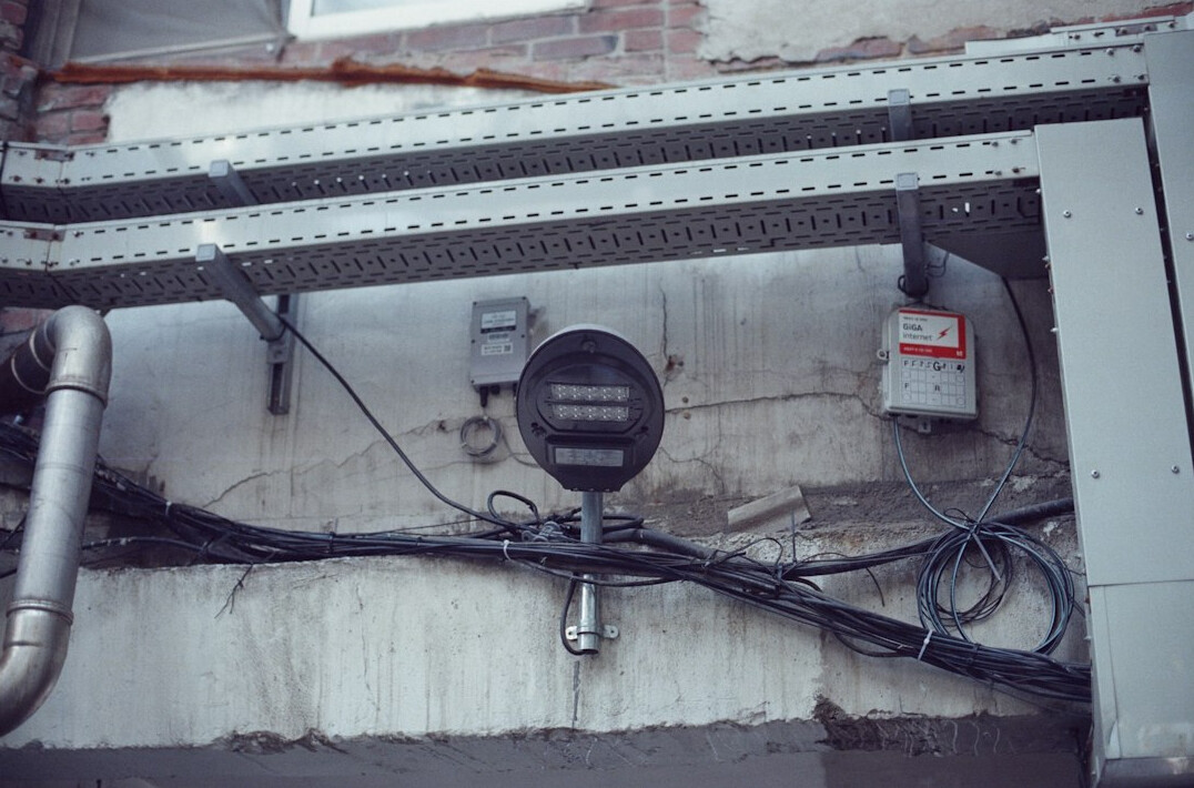 Rack-mounted signal routing equipment with cables