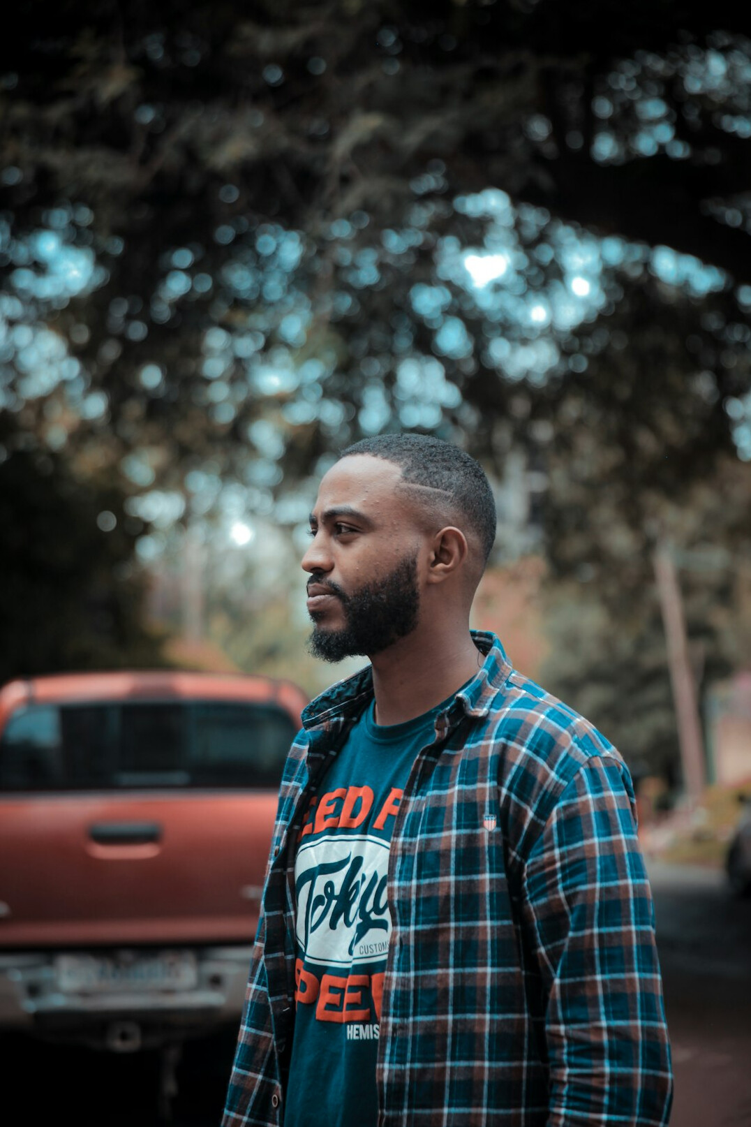 Portrait of a bearded man in a casual shirt